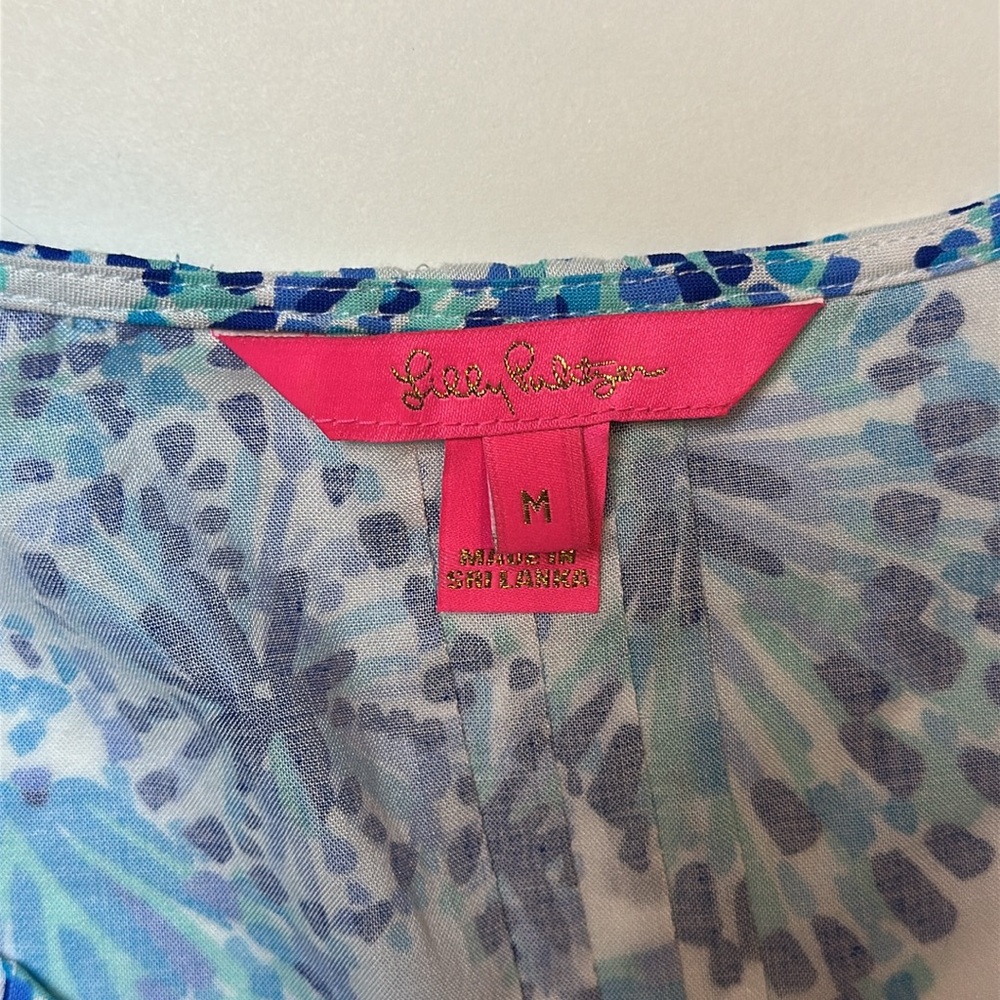 Lilly Pulitzer Hollie Tunic Turquoise Oasis Shell Me You Love Me Size Medium - Picture 12 of 16